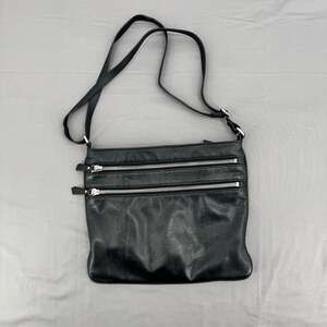 Margot Black Leather Crossbody Bag with Two Zippered Pockets